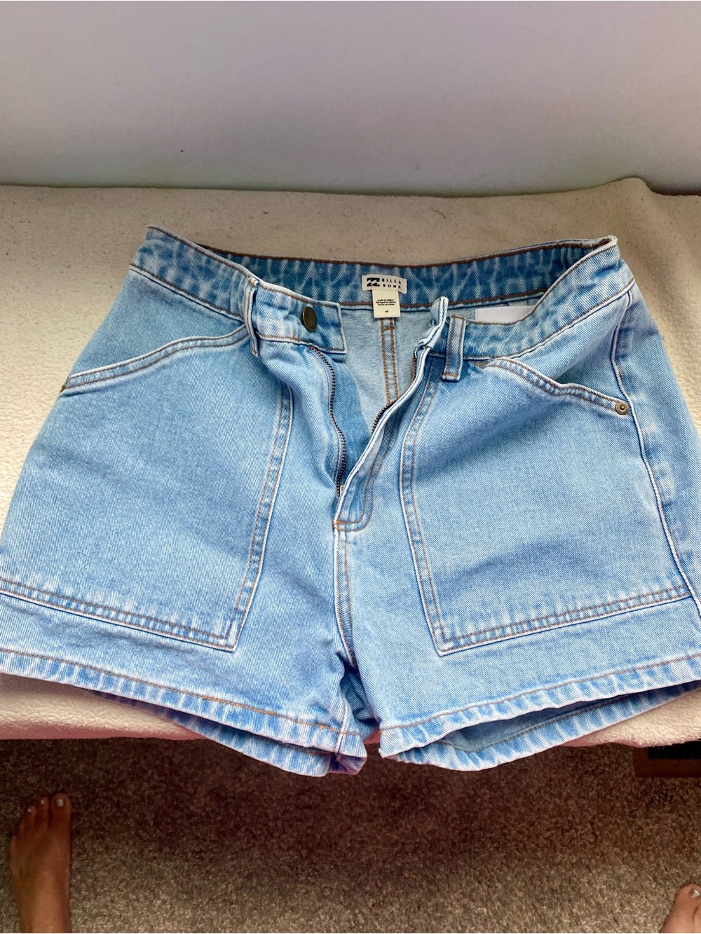 Billabong Light Blue Denim High-Rise Jean Shorts